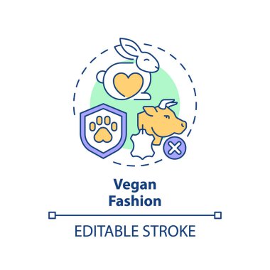 2B düzenlenebilir çoklu renk ikonu vegan moda konsepti, basit izole vektör, sürdürülebilir moda ince çizim.