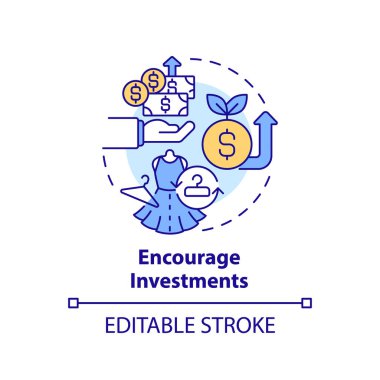 2B düzenlenebilir çok renkli simge yatırım kavramını teşvik eder, basit izole vektör, sürdürülebilir moda ince çizgi illüstrasyonu.