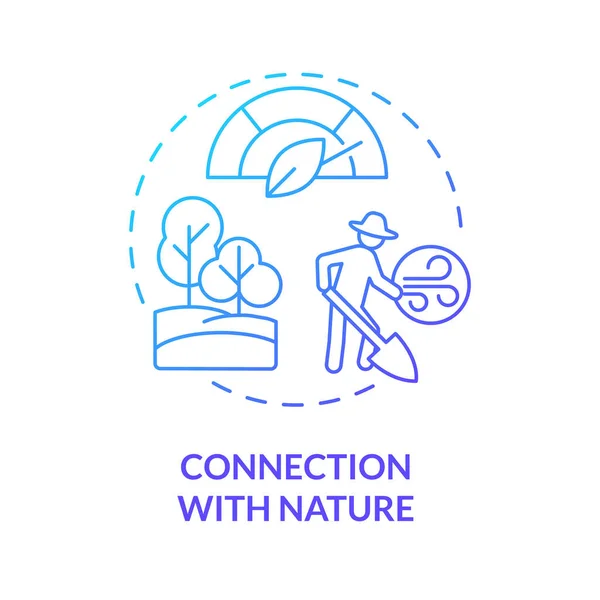 Verbinding Met Natuur Blauw Gradiënt Concept Icoon Landbouwwerkzaamheden Buitenactiviteiten Natuurlijke — Stockvector
