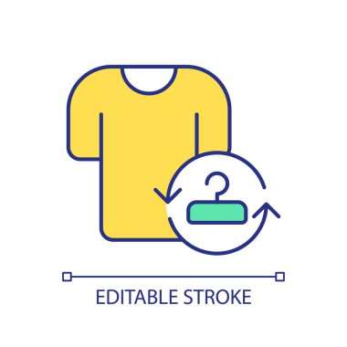 2B düzenlenebilir biyolojik çeşitlilik ve moda endüstrisi ikonu sürdürülebilir moda, izole vektör, çok renkli ince çizgi çizimi temsil ediyor.