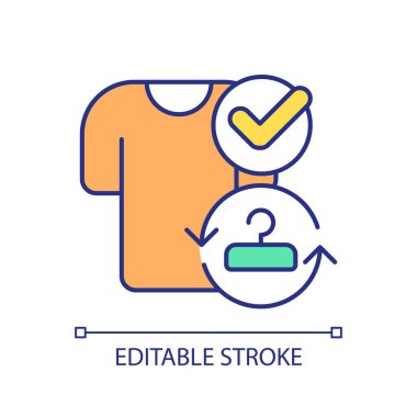 2D düzenlenebilir moda endüstrisi, sürdürülebilir moda, izole vektör, çok renkli ince çizgi illüstrasyonunu temsil eden hükümet ikonu.