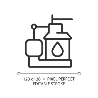 2B piksel mükemmel düzenlenebilir siyah sump pompa ikonu, izole vektör, ince çizgi illüstrasyon tesisat temsil.
