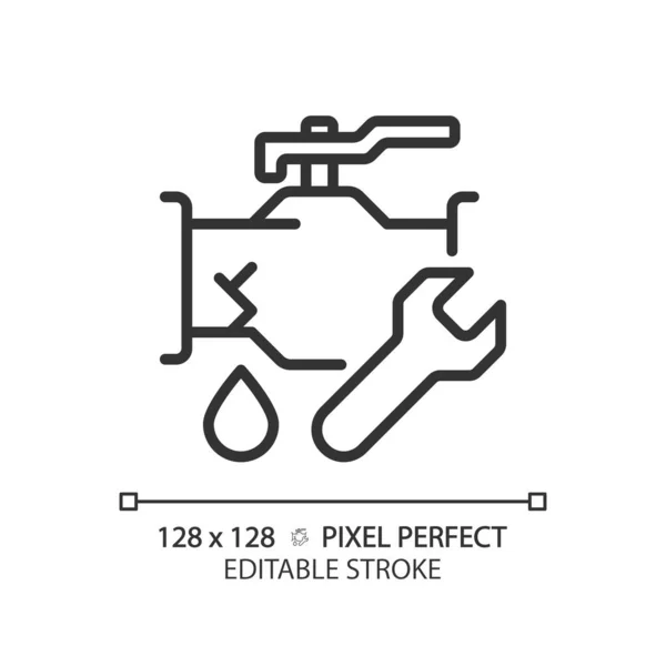 stock vector 2D pixel perfect editable black pipeline leakage icon, isolated vector, thin line illustration representing plumbing.
