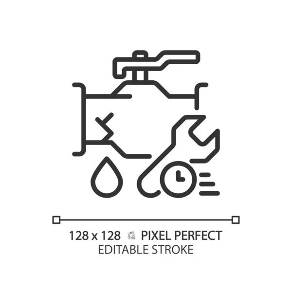 Fuga Tubo Negro Editable Perfecta Del Pixel Con Icono Del — Vector de stock