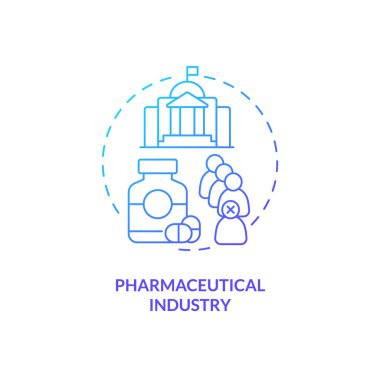 2B gradyan ilaç endüstrisi ince çizgi ikonu konsepti, izole vektör, ürün sorumluluğunu temsil eden mavi illüstrasyon.