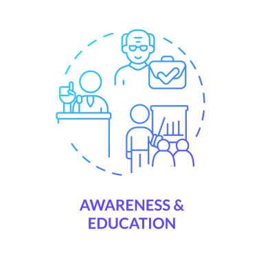 2D gradient awareness and education thin line icon concept, isolated vector, blue illustration representing unretirement. clipart