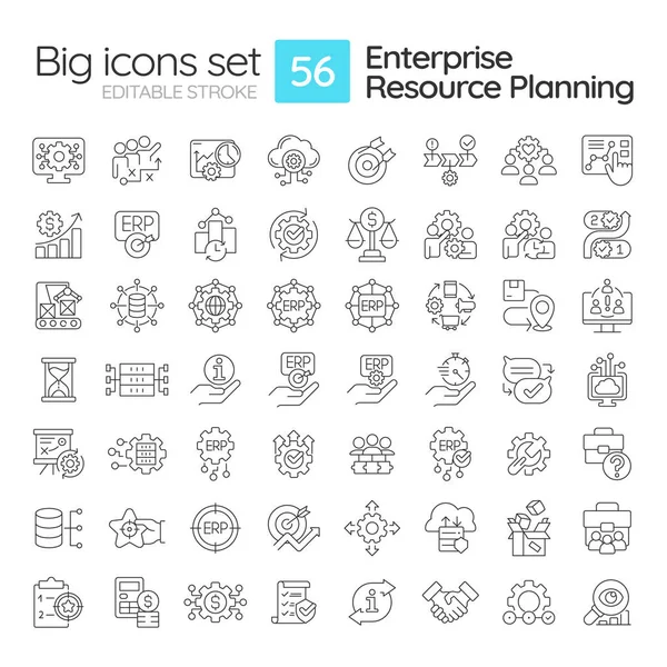 stock vector 2D editable big icons set representing enterprise resource planning, isolated vector, black linear illustration.