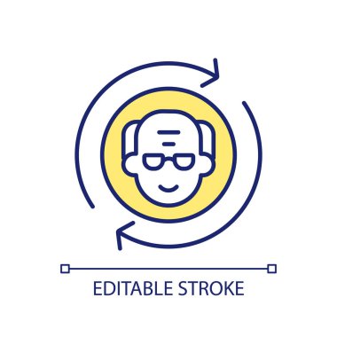 Düzenlenebilir yarı zamanlı iş simgesi emekliliği temsil eden, izole edilmiş vektör, ince çizgi illüstrasyonu.