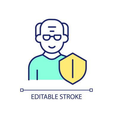 Düzenlenebilir hükümet politikaları simgesi emekliliği, izole edilmiş vektörü, ince çizgi illüstrasyonunu temsil eder.