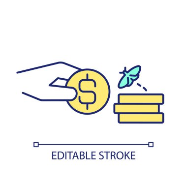 Emekliliği, izole edilmiş vektörü, ince çizgi illüstrasyonunu temsil eden düzenlenebilir ek gelir simgesi.