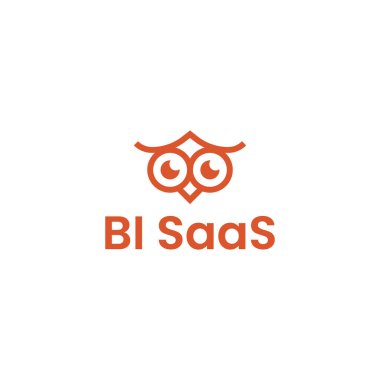 S.A.B. ve Analitik SaaS marka markalı iş logosu. Baykuş ikonu. Yaratıcı tasarım elemanı ve görsel kimlik. İş zekası, yazılım ve bulut hesaplaması için uygun.