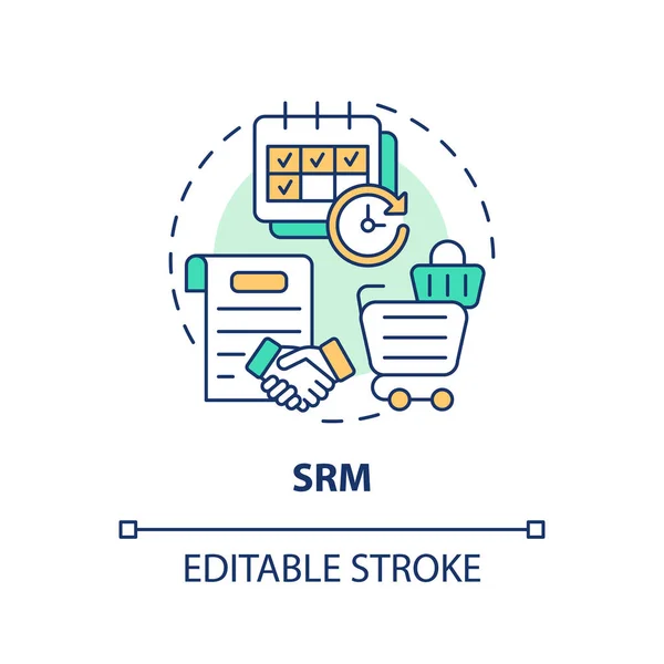 stock vector 2D editable SRM thin line icon concept, isolated vector, multicolor illustration representing vendor management.