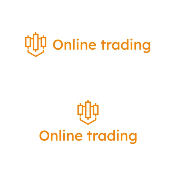 2D网上交易品牌与独特的商业标识 Lexend字体 交易和盾牌图标 创意设计元素和视觉标识 适于贸易 股票市场 — 图库矢量图片