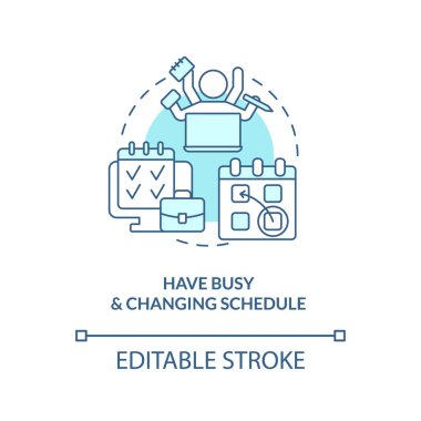 2D düzenlenebilir programlar yoğun ve değişen mavi çizgi ikonu konsepti, izole edilmiş vektör, çevrimiçi terapiyi temsil eden tek renkli illüstrasyon.