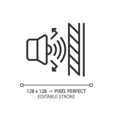 2B piksel mükemmel düzenlenebilir ses geçirmez katman siyah ikon, izole vektör, ses geçirmez ince çizgi çizimi.