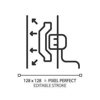 2D piksel mükemmel düzenlenebilir ses geçirmez siyah simge, izole vektör, ses geçirmez ince çizgi çizimi.