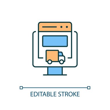 Düzenlenebilir satıcı uyum yönetim simgesi tedarikçi yönetimi, izole vektör, ince çizgi illüstrasyon.