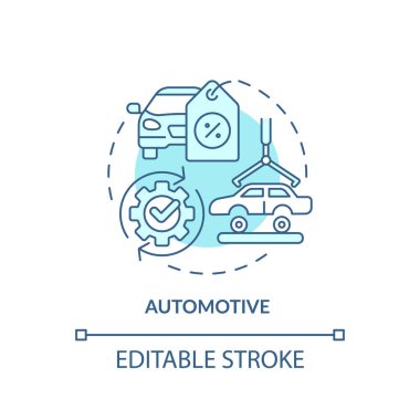 2B düzenlenebilir mavi ikon otomotiv konsepti, basit tek renkli izole vektör, C2C ince çizgi çizimi.