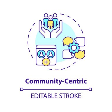 2B düzenlenebilir çoklu renk ikonu topluluk merkezli konsept, basit izole vektör, MOOC ince çizgi illüstrasyonu.