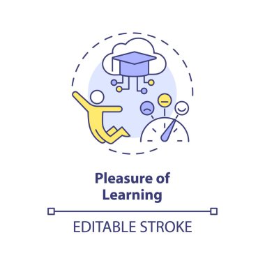 2B düzenlenebilir çok renkli öğrenme zevki, basit izole vektör, MOOC ince çizgi illüstrasyonu.