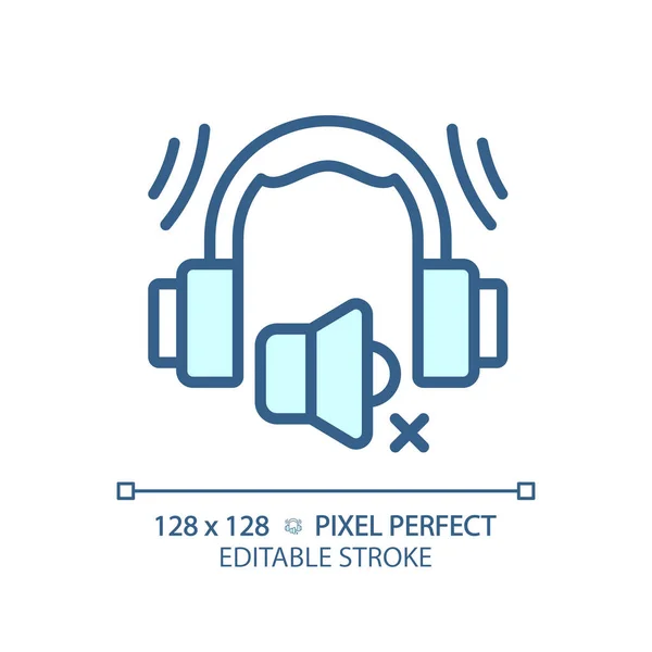 Pixel Perfect Editable Earmuffs Blue Icon Isolated Vector Soundproofing Thin — Stock Vector
