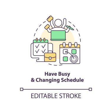 2D düzenlenebilir yoğun ve değişen zamanlama ince çizgi simgesi konsepti, izole vektör, çevrimiçi terapiyi temsil eden çok renkli illüstrasyon.