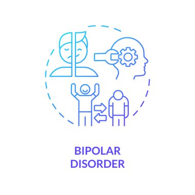 2B gradyan bipolar bozukluk mavi ince çizgi ikonu konsepti, izole vektör, davranış terapisini temsil eden illüstrasyon.