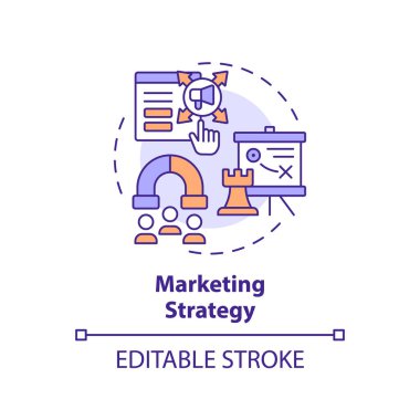2B düzenlenebilir çoklu renk ikonu pazarlama stratejisi konsepti, basit izole vektör, C2C ince çizgi illüstrasyonu.