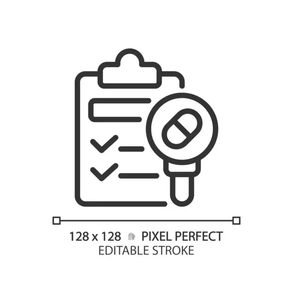 Icono Prescripción Médica Negra Editable Perfecto Del Pixel Vector Aislado — Vector de stock