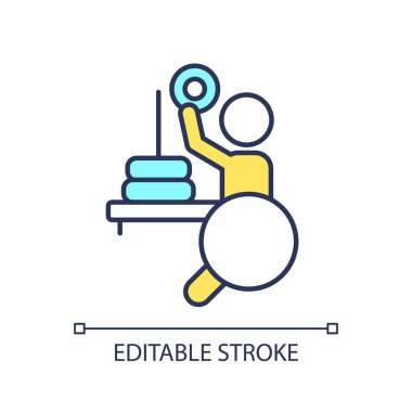 Davranış ikonunda davranış terapisini temsil eden düzenlenebilir değişiklikler, izole edilmiş vektör, ince çizgi çizimi.