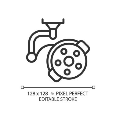 Cerrahi lamba pikseli mükemmel doğrusal simge. Ameliyathane ışığı. Operasyon tiyatro. Cerrah aleti. Yoğun bakım. İnce çizgili çizim. Contour sembolü. Vektör çizimi. Düzenlenebilir vuruş