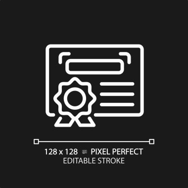 2B piksel mükemmel düzenlenebilir beyaz diploma simgesi, izole vektör, ince çizgi belgesi illüstrasyonu.