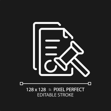 2B piksel mükemmel düzenlenebilir beyaz uyarı simgesi, izole vektör, ince çizgi belge illüstrasyonu.