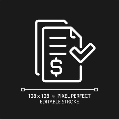 2B piksel mükemmel düzenlenebilir beyaz fatura simgesi, izole vektör, ince çizgi belgesi illüstrasyonu.
