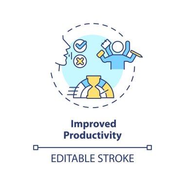 2B düzenlenebilir geliştirilmiş verimlilik ince çizgi simgesi konsepti, izole edilmiş vektör, çoklu renk çizimi ses asistanını temsil ediyor.