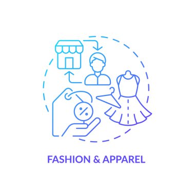 2B mavi gradyan moda ve giyim konsepti, basit izole vektör, C2C ince çizgi çizimi.