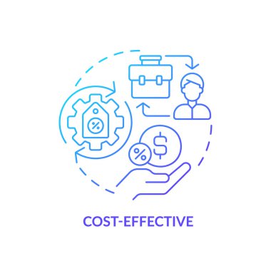 2B mavi gradyan simgesi maliyet etkin konsept, basit izole vektör, C2C ince çizgi çizimi.