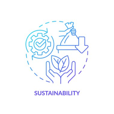 2B mavi gradyan sürdürülebilirlik konsepti, basit izole vektör, C2C ince çizgi çizimi.