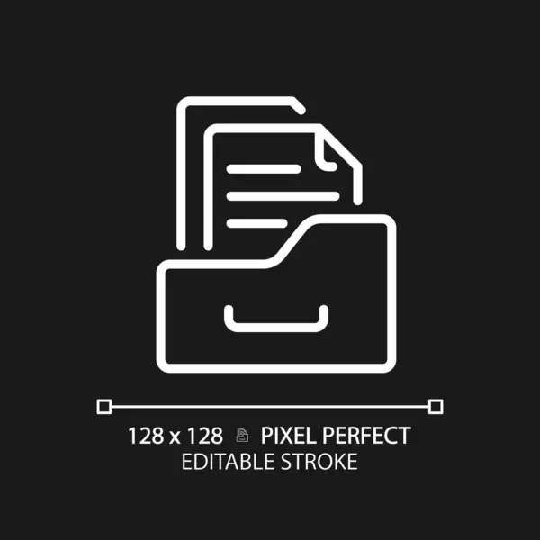 Pixel Perfektní Upravitelná Bílá Ikona Složky Izolovaný Vektor Tenká Čára — Stockový vektor
