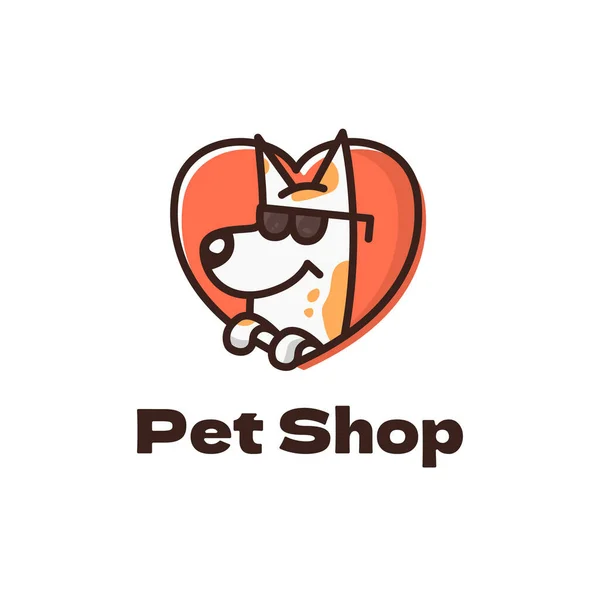 Pet Shop Filled Outline Colorful Logo Animal Care Whimsical Dog — Stock Vector
