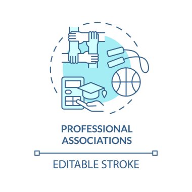2B düzenlenebilir profesyonel dernekler mavi ince çizgi ikonu konsepti, izole vektör, atletik bursu temsil eden illüstrasyon.