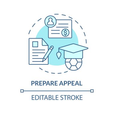 2 Boyutlu düzenlenebilir hazırlık: Mavi ince çizgi simgesi konsepti, izole vektör, atletik bursu temsil eden illüstrasyon.