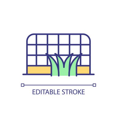 2B düzenlenebilir çim hokeyi ikonu atletizm bursunu temsil ediyor, izole vektör, ince çizgi çizimi.