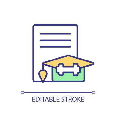 2D düzenlenebilir katılım toplantı simgesi atletizm bursunu temsil eden, izole vektör, çok renkli ince çizgi çizimi.