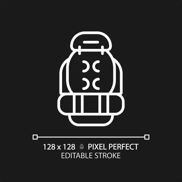 Pixel Perfekt Weißes Rucksack Symbol Isolierter Vektor Editierbare Wanderausrüstung Dünne — Stockvektor