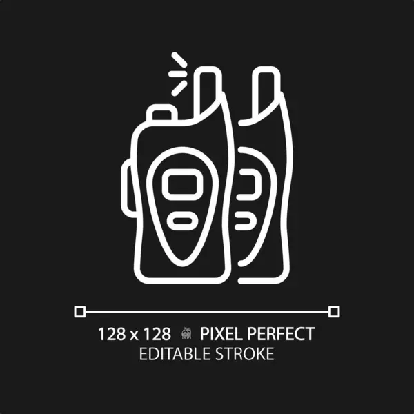 Pixel Perfetto Bianco Walkie Talkie Icona Vettore Isolato Modificabile Marcia — Vettoriale Stock