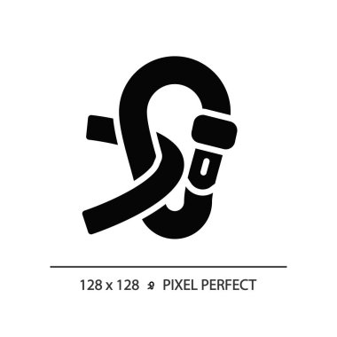 2B piksel mükemmel glyph tarzı karabina simgesi, izole vektör, yürüyüş vites silueti çizimi.