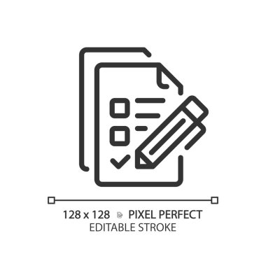 2B piksel mükemmel düzenlenebilir kara liste basit simge, izole vektör, ince çizgi belgesi illüstrasyonu.