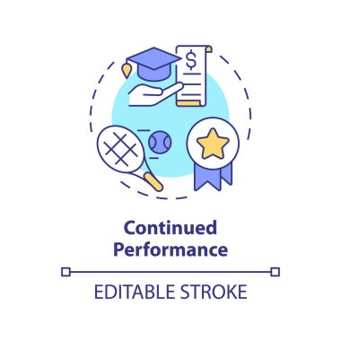 2B düzenlenebilir performans ince çizgi simgesi konsepti, izole vektör, atletik bursu temsil eden çok renkli illüstrasyon.