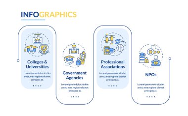Satır simgeleriyle 2D atletik burs vektör bilgi şablonu, 4 adımla veri görselleştirmesi, zaman çizelgesi.